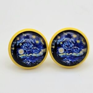 Yellow Starry Night Stud Earrings